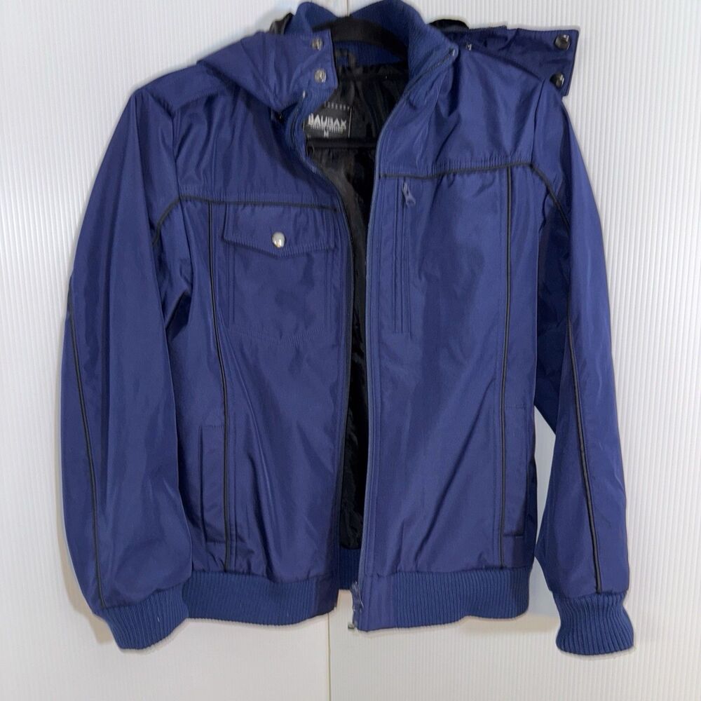 BauBax Travel Bomber Jacket Men's M Navy‎ Lightweight Tech Wear Thumbholes